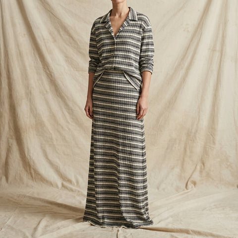 Black Horizontal-Band Rib Knit, Poly-Cotton