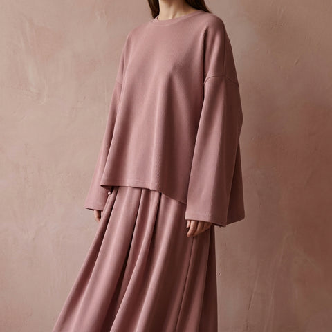 Polyester Stretch Rib Knit Fabric, 360 gsm, 125 cm — Pink