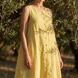 Light Yellow Vertical-Stripe Woven, Linen-Cotton — mockup: scene