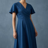 Cotton Polyester Stretch Twill Fabric, 220 gsm, 145 cm — Blue — mockup: scene