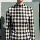 Black Bold-Check Jersey Knit, Cotton-Tencel Lyocell — mockup: scene
