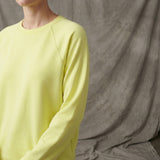 Cotton Polyester French Terry Fabric, 210 gsm, 170 cm — Yellow — mockup: scene