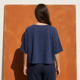 Blue Marl Jersey Knit, Cotton-Poly, 125 gsm, 170 cm — mockup: scene