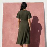 Viscose Acrylic Blend Stretch Rib Knit Fabric, 250 gsm, 150 cm — Green — mockup: scene