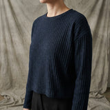 Polyester Cotton Rib Knit Fabric, 207 gsm, 175 cm — Navy — mockup: scene