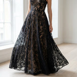Black Floral Lace, Cotton-Nylon, 115 cm — mockup: scene