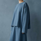 100% Cotton French Terry Fabric, 300 gsm, 190 cm — Blue — mockup: scene