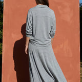 Grey-Blue Horizontal-Stripe Jersey Knit, Cotton — mockup: scene