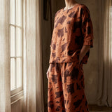 Dark Brown Animal Print Woven, Viscose-Linen — mockup: scene