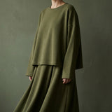 Cotton Stretch Rib Knit Fabric, 435 gsm, 150 cm — Green — mockup: scene