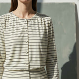 Dark Grey Horizontal-Stripe Jersey Knit, Modal-Cotton — mockup: scene