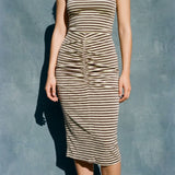 Brown Horizontal-Stripe Velvet, Polyester, 220 gsm — mockup: scene