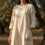 Slub Linen Viscose Woven Fabric, 300 gsm — Beige — mockup: scene
