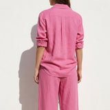Slub Cotton Stretch Linen-Look Fabric, 165 gsm, 145 cm — Pink — mockup: scene
