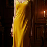 Polyester Stretch Velvet Fabric, 240 gsm, 170 cm — Yellow — mockup: scene