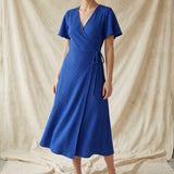 Polyester Viscose Stretch Jersey Knit Fabric, 230 gsm — Blue — mockup: scene