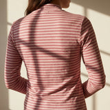 Dusty Rose Horizontal-Stripe Jersey Knit, Cotton — mockup: scene