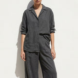 Polyester Stretch Linen-Look Fabric, 210 gsm, 165 cm — Grey — mockup: scene