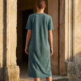 Dark Teal Marl Scuba Knit, Linen-Cotton — mockup: scene