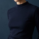Cotton Stretch Interlock Knit Fabric, 205 gsm, 168 cm — Navy — mockup: scene