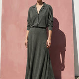 Dark Grey-Green Marl Jersey Knit, Cotton-Modal — mockup: scene