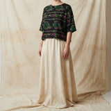 Green Floral Jersey Knit, Viscose — mockup: scene