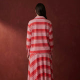 White Horizontal-Stripe Jersey Knit, Cotton-Modal — mockup: scene
