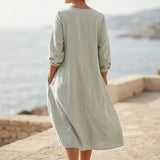 Polyester Stretch Linen-Look Fabric, 240 gsm, 155 cm — Khaki — mockup: scene