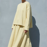Cotton Polyester French Terry Fabric, 280 gsm, 170 cm — Yellow — mockup: scene