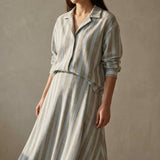Light Blue Vertical-Stripe French Terry, Cotton-Poly — mockup: scene