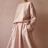 Polyester Metallic Bouclé Fabric, 355 gsm, 165 cm — Pink — mockup: scene