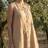 Slub Linen Cotton Woven Fabric, 139 gsm, 128 cm — Brown — mockup: scene