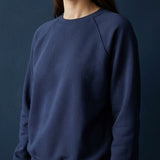 Brushed Cotton Polyester French Terry Fabric, 300 gsm, 170 cm — Navy, ref EF-275401 — mockup: scene