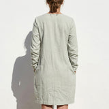 Polyester Stretch Linen-Look Fabric, 280 gsm, 165 cm — Grey — mockup: scene
