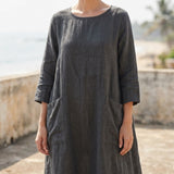 Dark Grey Marl Woven, Linen-Viscose, 226 gsm — mockup: scene