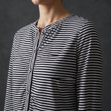 Black Horizontal-Stripe Jersey Knit, Cotton-Modal, 170 gsm — mockup: scene