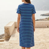 Navy Horizontal-Stripe Piqué Knit, Linen-Tencel Lyocell — mockup: scene