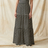 Black Horizontal-Stripe Waffle Knit, Nylon-Spandex, 215 gsm — mockup: scene