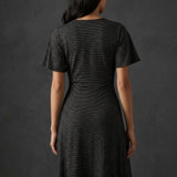 Silver Horizontal-Stripe Jersey Knit, Poly-Viscose, 220 gsm — mockup: scene