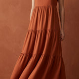 100% Viscose Twill Fabric, 150 gsm, 140 cm — Orange — mockup: scene