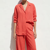 100% Polyester Linen-Look Fabric, 115 gsm, 147 cm — Red, ref EF-8535 — mockup: scene