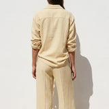 Polyester Stretch Linen-Look Fabric, 220 gsm, 165 cm — Yellow, ref EF-246820 — mockup: scene