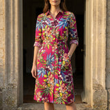 Orange Floral Linen-Look, Viscose — mockup: scene