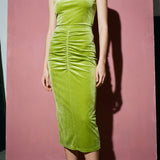 Polyester Cotton Stretch Velvet Fabric, 360 gsm, 180 cm — Green — mockup: scene