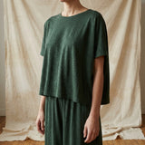 Dark Green Marl Jersey Knit, Cotton, 130 gsm, 150 cm — mockup: scene