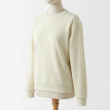 Polyester Cotton Stretch Rib Knit Fabric, 400 gsm, 125 cm — Beige — mockup: sweatshirt hoodie