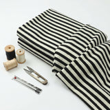 Black Horizontal-Stripe Rib Knit, Poly-Viscose, 360 gsm — mockup: sweatshirt hoodie