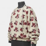 Pink Flowers Sherpa Fleece, Polyester — mockup: sweatshirt hoodie