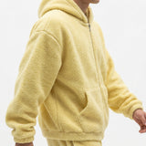 100% Polyester Minky Fabric, 290 gsm, 160 cm — Yellow — mockup: sweatshirt hoodie