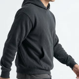 100% Cotton Rib Knit Fabric, 370 gsm, 114 cm — Navy — mockup: sweatshirt hoodie